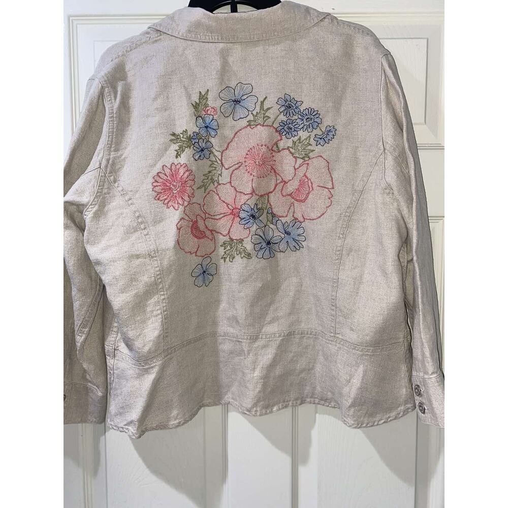 Liz Claiborne Collection Womens Jacket Linen Beige Vintage XL A001627 - Picture 2 of 11
